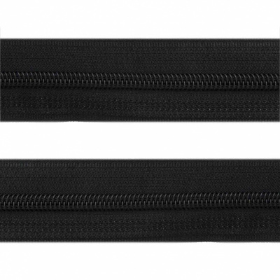 Рулонная молния с покрытием PVC спираль тип 3 (упак.270м) -черная с полосой СВО - купить в Омске. Цена: 12.74 руб.
