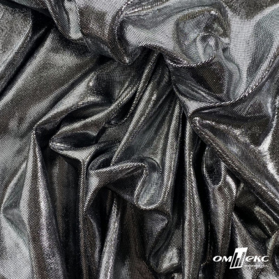 Трикотажное полотно голограмма, шир.140 см, #602 -чёрный/серебро - купить в Омске. Цена 385.88 руб.