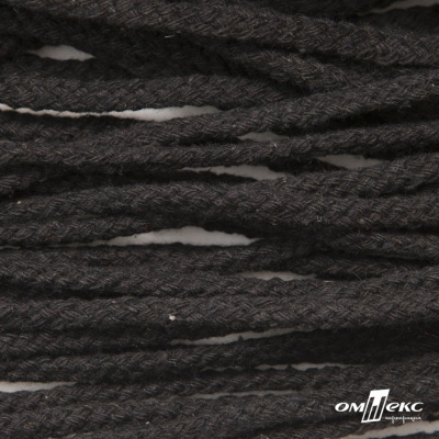 Шнур плетеный d-6 мм круглый, 70% хлопок 30% полиэстер, уп.90+/-1 м, цв.1078-черный - купить в Омске. Цена: 588 руб.
