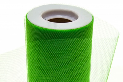 Фатин в шпульках 16-146, 10 гр/м2, шир. 15 см (в нам. 25+/-1 м), цвет зелёный - купить в Омске. Цена: 100.69 руб.