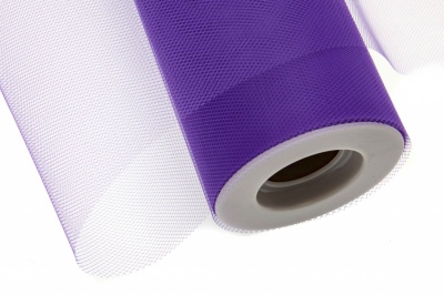 Фатин в шпульках 16-85, 10 гр/м2, шир. 15 см (в нам. 25+/-1 м), цвет фиолетовый - купить в Омске. Цена: 100.69 руб.