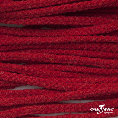 Шнур плетеный d-6 мм, круглый 70% хлопок 30% полиэстер, уп.90+/-1 м, цв.1064-красный - купить в Омске. Цена: 588 руб.