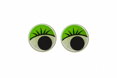 Глазки для игрушек, круглые, с бегающими зрачками, 10 мм/упак.50+/-2 шт, цв. -зеленый - купить в Омске. Цена: 71.20 руб.