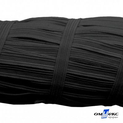 Резиновые нити с текстильным покрытием, шир. 6 мм (55 м/уп), цв.-черный - купить в Омске. Цена: 210.75 руб.