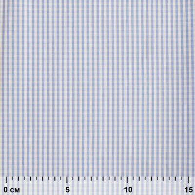 Ткань сорочечная Клетка Виши, 115 г/м2, 58% пэ,42% хл, шир.150 см, цв.2-голубой, (арт.111) - купить в Омске. Цена 306.69 руб.