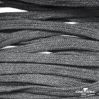 Шнур плетеный d-8 мм плоский, 70% хлопок 30% полиэстер, уп.85+/-1 м, цв.1027-серый - купить в Омске. Цена: 735 руб.