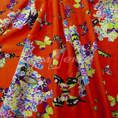 Плательная ткань "Софи" 7.1, 75 гр/м2, шир.150 см, принт бабочки - купить в Омске. Цена 241.49 руб.
