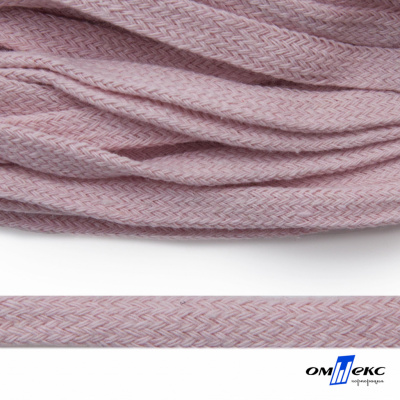 Шнур плетеный d-8 мм плоский, 70% хлопок 30% полиэстер, уп.85+/-1 м, цв.1019-св.розовый - купить в Омске. Цена: 735 руб.