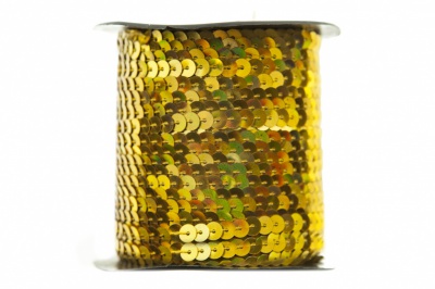 Пайетки "ОмТекс" на нитях, SILVER SHINING, 6 мм F / упак.91+/-1м, цв. 48 - золото - купить в Омске. Цена: 356.19 руб.