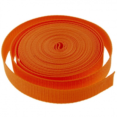 Стропа текстильная, шир. 25 мм (в нам. 50+/-1 ярд), цвет оранжевый - купить в Омске. Цена: 409.94 руб.